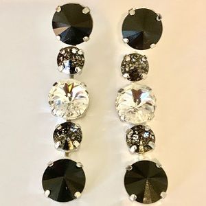 Black Patina, Jet & Crystal Earrings